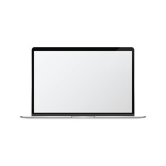 Laptop with blank screen silver color isolated on white background. 