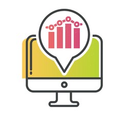 computer with bar graph