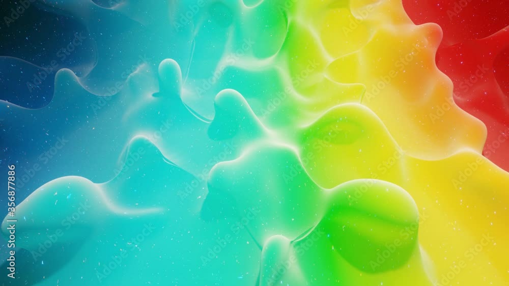 Poster smooth abstract animation of liquid gradient rainbow color in 4k. bright matte paint surface as abst