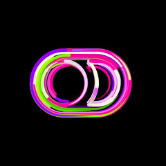 Symbol toggle off from multi-colored circles and stripes. UFO Green, Purple, Pink