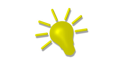 Amazing yellow color 3d bulb icon on white background