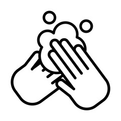 hands wash with soap, washing hands, line style icon