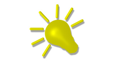 Amazing yellow color 3d bulb icon on white background