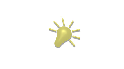 New yellow light 3d bulb icon on white background