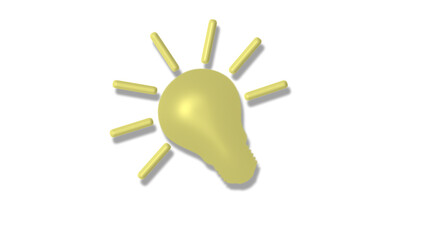 New yellow light 3d bulb icon on white background