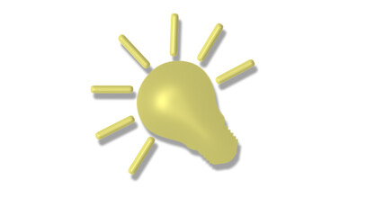 New yellow light 3d bulb icon on white background
