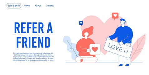 Refer friend mobile communication landing page