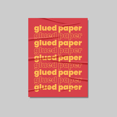 Glued Paper Poster Mockup Realistic Vector
