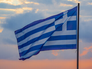 Greek Flag at sunset