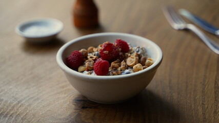 Oatmeal breakfast.