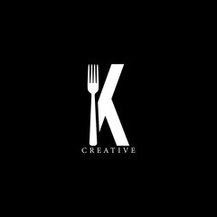 Fork concept K letter logo design