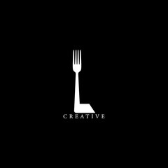 Fork concept L letter logo design