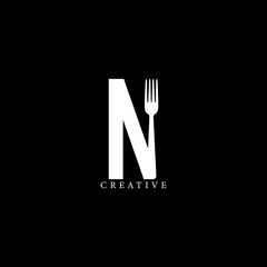 Fork concept N letter logo design