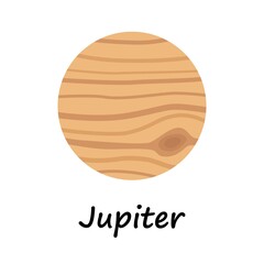 Stylized planet Jupiter isolated cartoon image. Astronomic logo image.