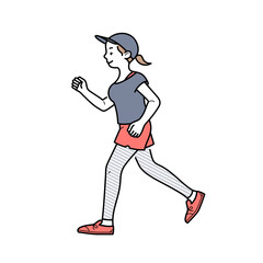 ランニングする女性のイラスト