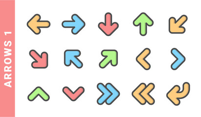 arrows 1, elements of Arrows icon set. Filled Outline Style. each made in 64x64 pixel