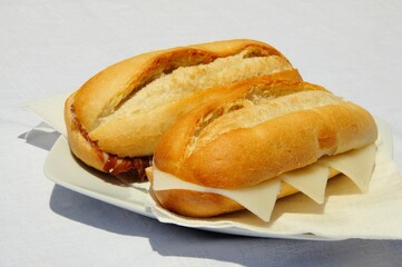 Manchego Cheese Bocadillo and Jamon Serrano Bocadillo, Andalusia, Spain.