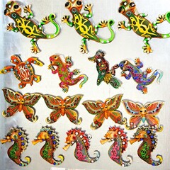 Souvenir wildlife fridge magnets, Malaga, Spain.