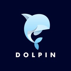 Obraz premium Vector Logo Illustration Dolphin Gradient Colorful Style.