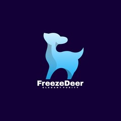 Vector Logo Illustration Freeze Deer Gradient Colorful Style.