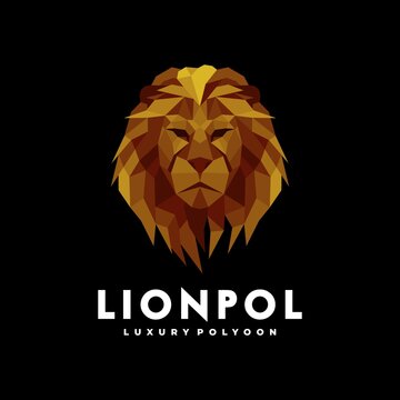Vector Logo Illustration Poly Lion Gradient Colorful Style.