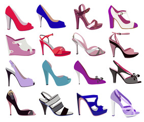 set of fashion women's shoes (vector illustration)