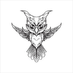 illustration of an eagle owl vector drawing