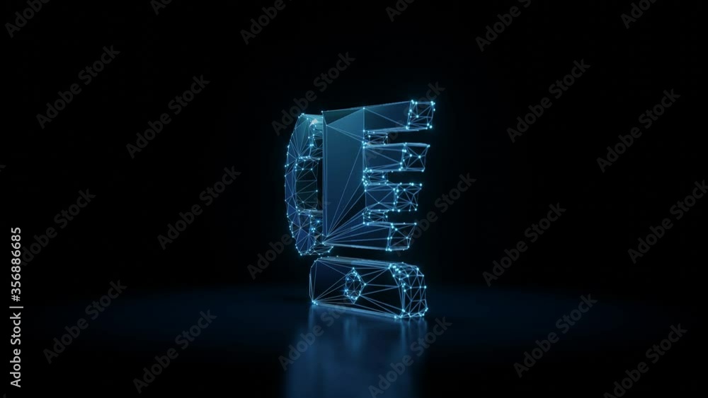 Poster 3d rendering seamless loop 4k rotation wireframe neon glowing symbol of blender with attached phone 