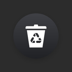 Recycle Bin -  Matte Black Web Button