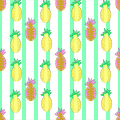 Seamless pattern of cute and fresh fruits for summer. Can use for print, template, creating digital design work, card making, scrapbooks, paper crafts, invitations, digital albums, wedding stationery