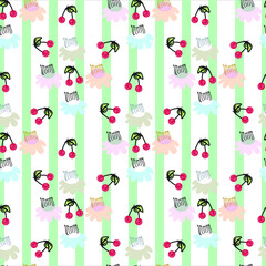 Seamless pattern of cute and fresh fruits for summer. Can use for print, template, creating digital design work, card making, scrapbooks, paper crafts, invitations, digital albums, wedding stationery