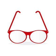 red glasses on white background