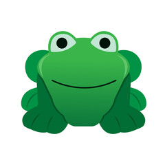 Green frog front view smiling on a white background cartoon vector