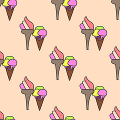 Seamless pattern of cute and fresh fruits for summer. Can use for print, template, creating digital design work, card making, scrapbooks, paper crafts, invitations, digital albums, wedding stationery