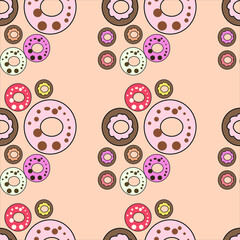 Seamless pattern of sweet doughnut. Can use for print, template, creating digital design work, card making, scrapbooks, paper crafts, invitations, digital albums, wedding stationery