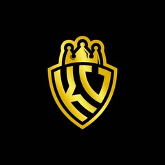 KV monogram logo with shield and crown style design template