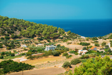 Fototapeta na wymiar Amazing landscapes on the coast of Aegean Sea. island Rhodes, Greece