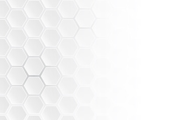 Hexagon abstract geometric background. Vector illustration of bright 3d hexahedrons with space modern design. Pattern with lights and shadows. Honeycomb concept. Empty space for text or object.