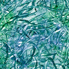 Palm leaves seamless pattern. Turquoise cosmic 