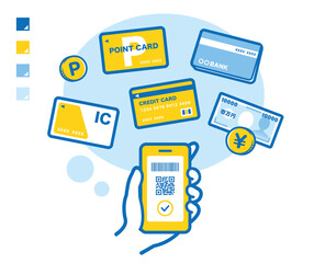 There are cash and cards in the smartphone