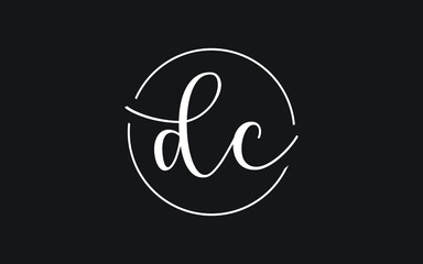 dc or cd Cursive Letter Initial Logo Design, Vector Template