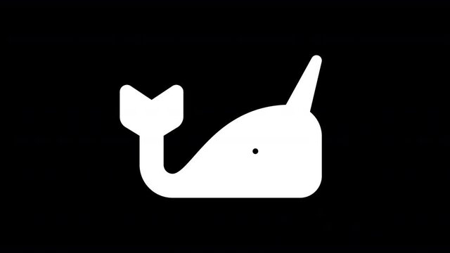 From the Glitch effect arises narwhal symbol. Then the TV turns off. Alpha channel Premultiplied - Matted with color black