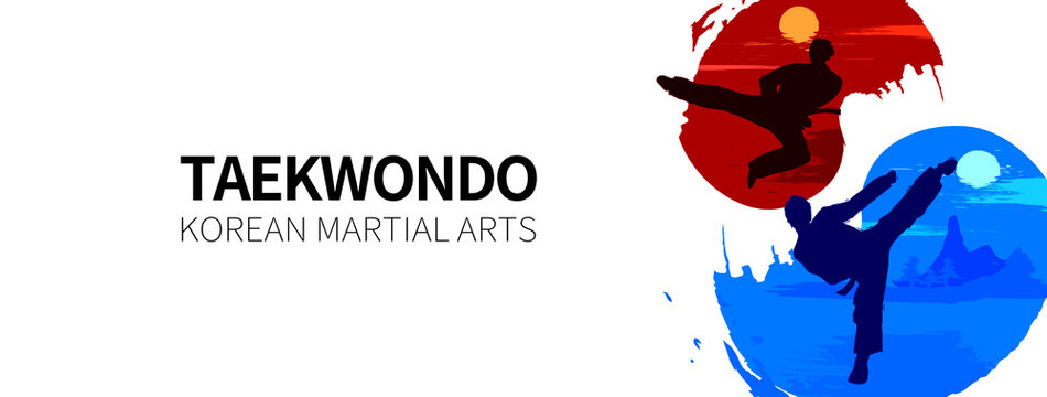 한국 전통 무술 태권도 일러스트 벡터