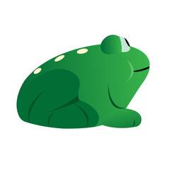 Green frog side view smiling on a white background cartoon vector
