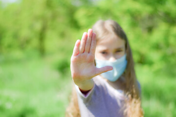 masked children during the virus. Quarantine. Insulation. Coronavirus.