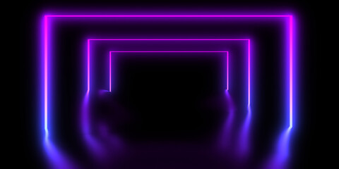 3D abstract background with neon lights. 3d illustration