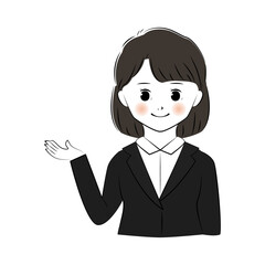 案内をしているビジネスウーマンのイラスト　(上半身)