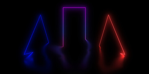 3D abstract background with neon lights. 3d illustration