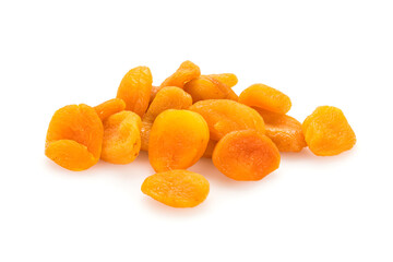 Preserved fruit. Dried sulfurized apricots  isolated on white background.