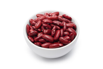Red kidney beans in white bowl.